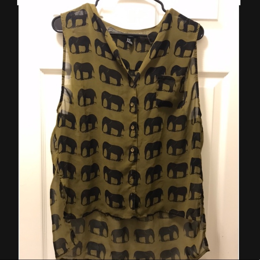 3/15$ Green elephant blouse